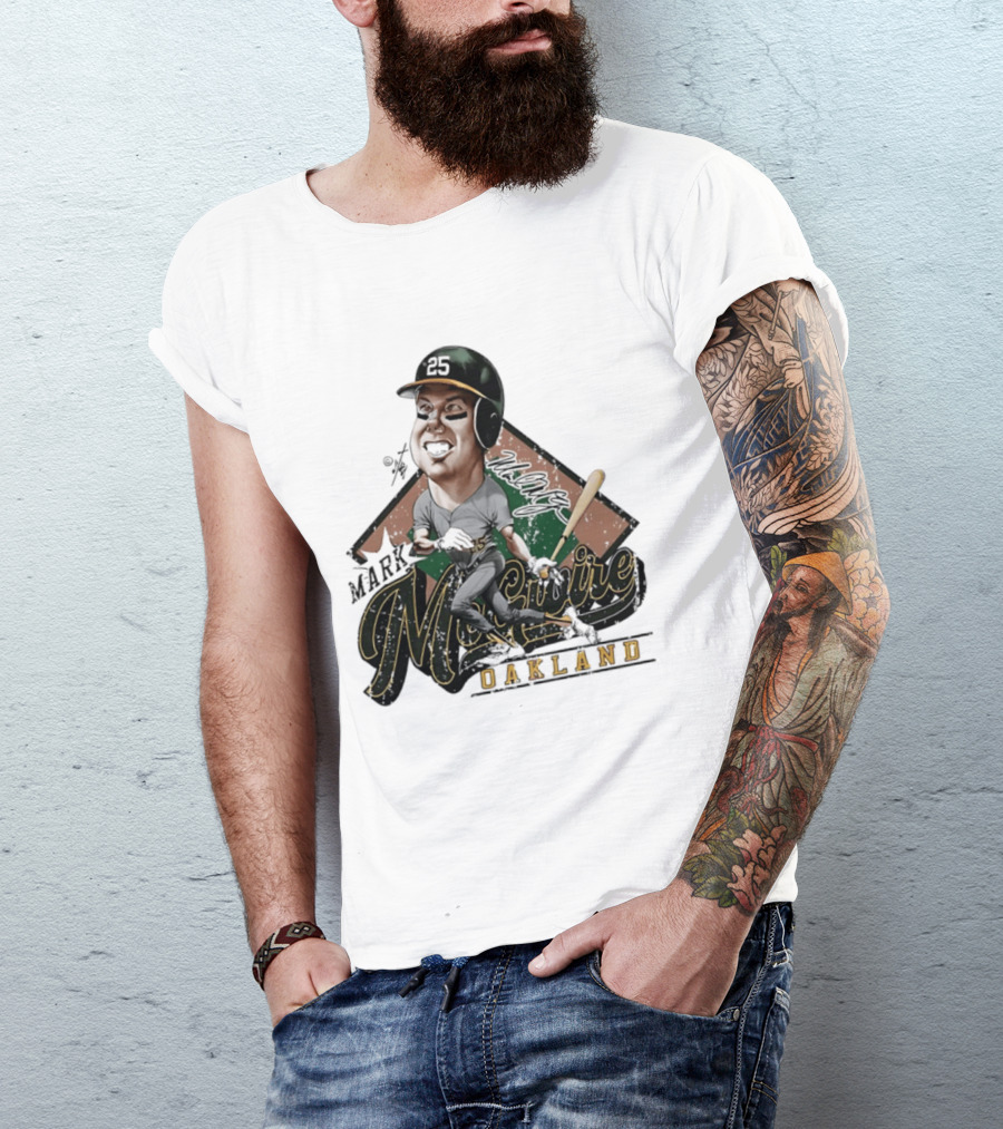 Mark McGwire Oakland Athletics Baseball Caricature Bruce Stark T-Shirt
