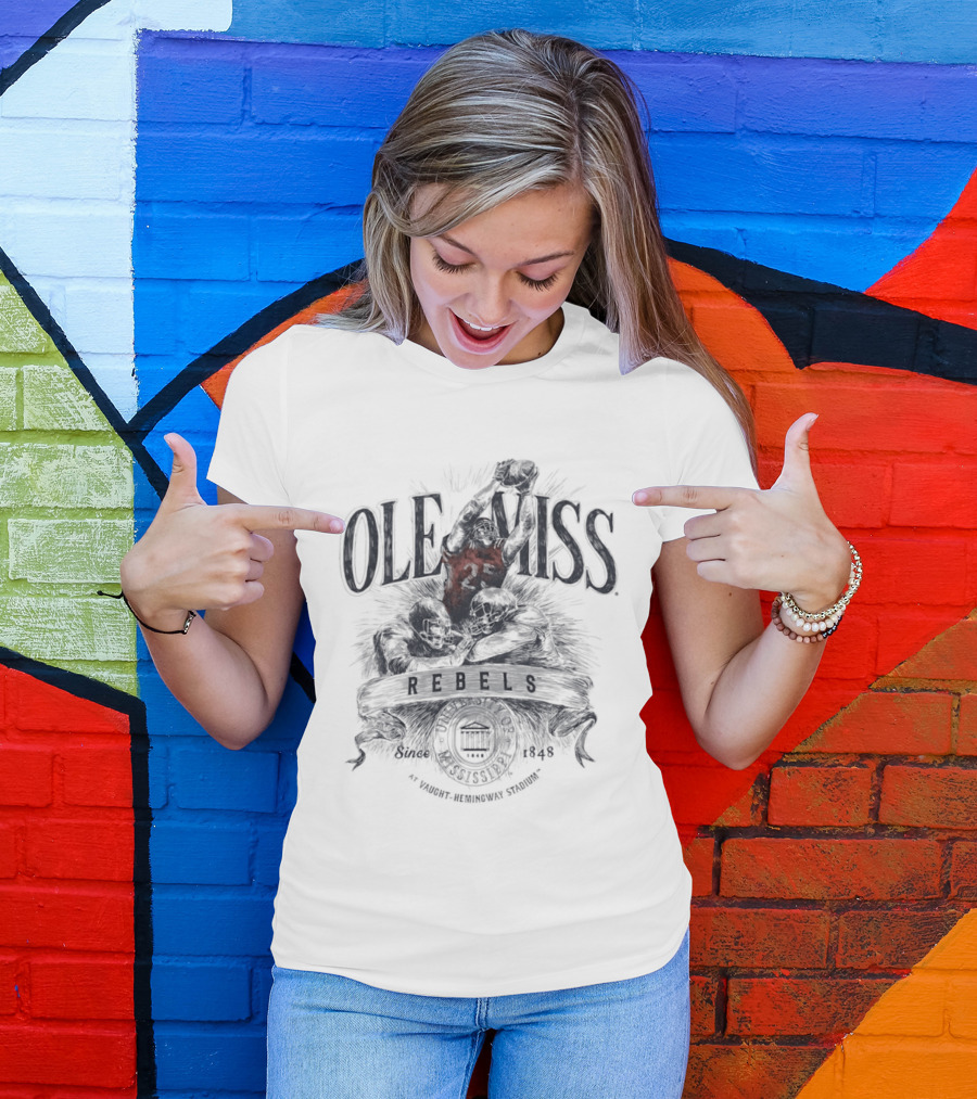 Ole Miss Rebels 1848 Gridiron Hero Vaught Hemingway Stadium T-Shirt