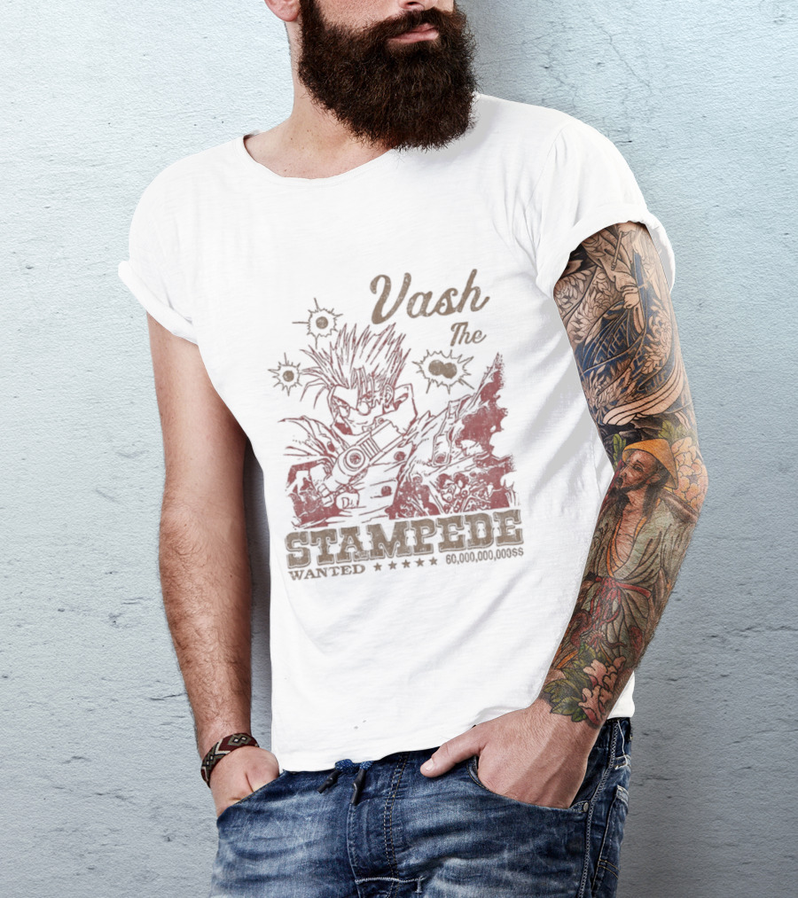 Vash The Stampede Wanted Bounty Hunter Anime T-Shirt