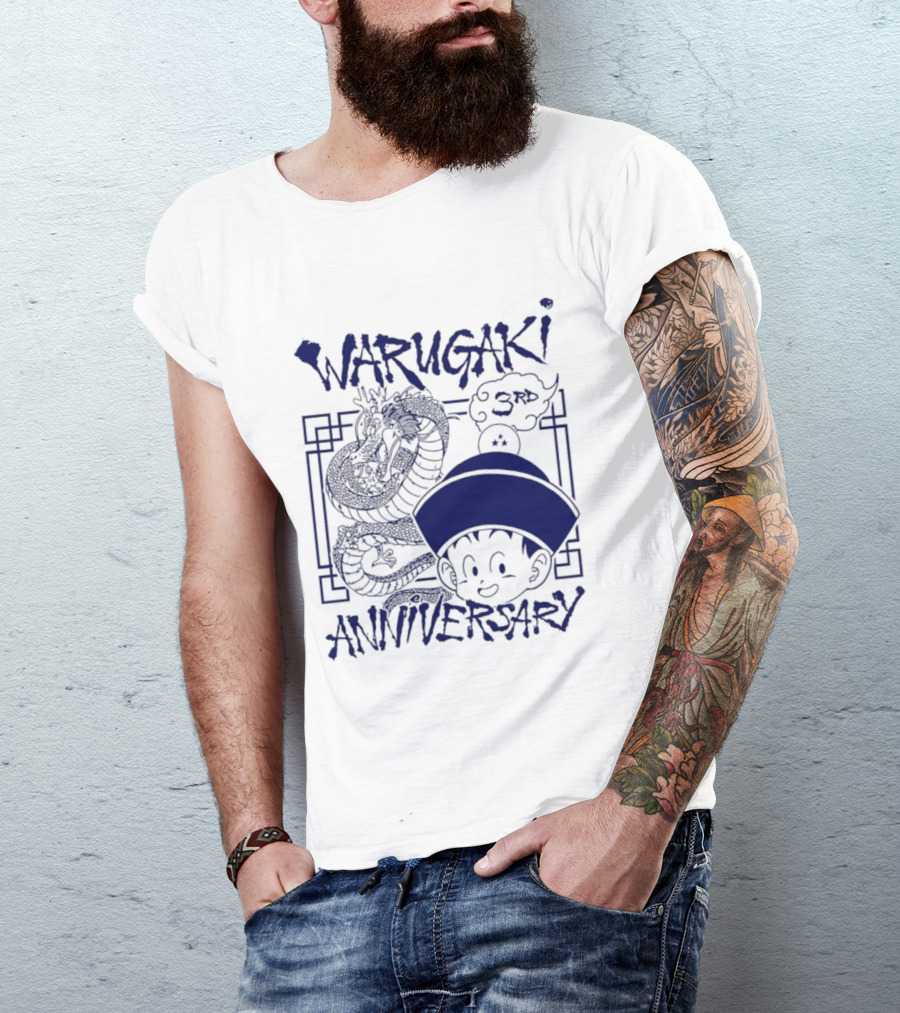 Warugaki 3th Anniversary With Dragon And Child In Blue T-Shirt