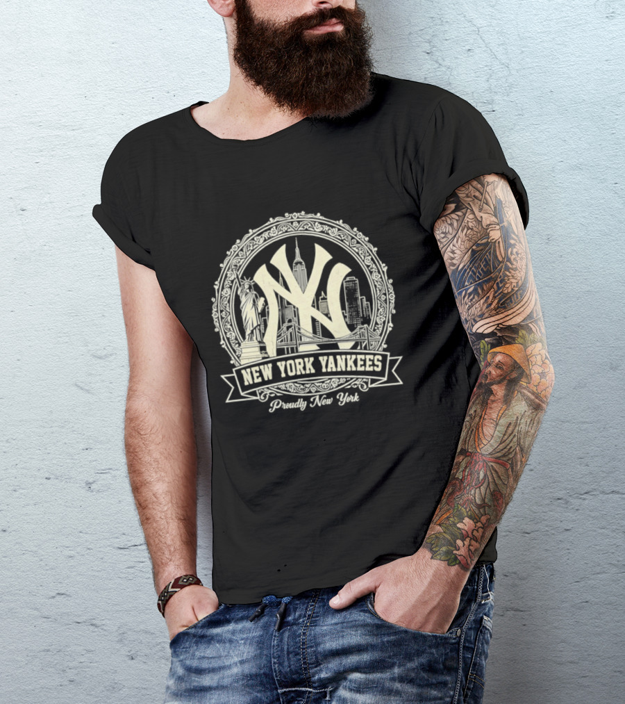 New York Yankees NY Skyline Proudly New York T-Shirt