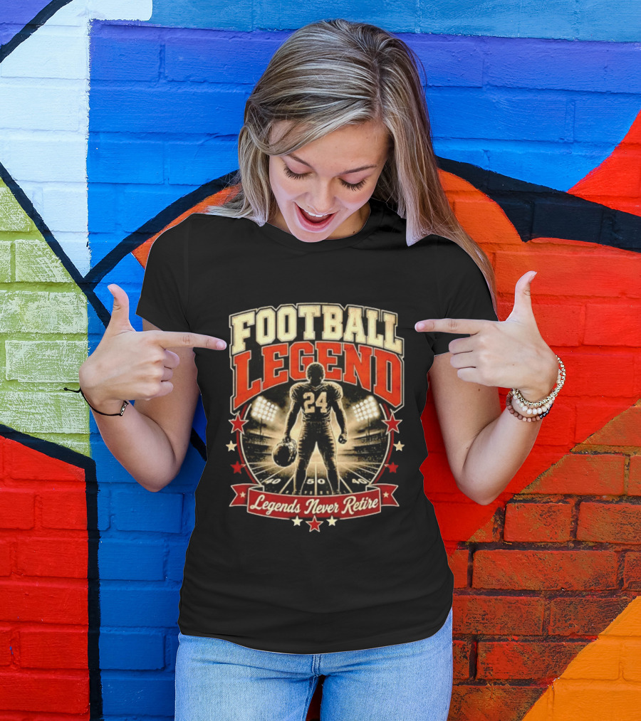 Football Legend 24 Legends Never Retire Stadium Stars T-Shirt