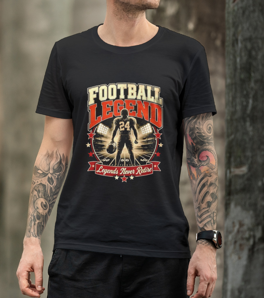 Football Legend 24 Legends Never Retire Stadium Stars T-Shirt