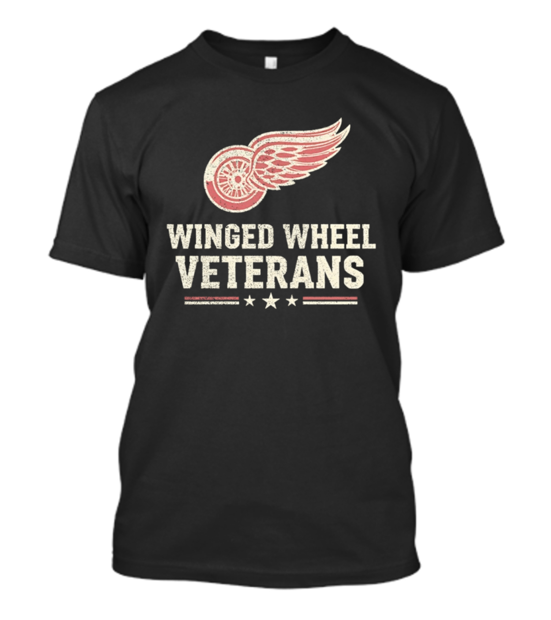 Winged Wheel Veterans Detroit Red Wings Three Stars T-Shirt