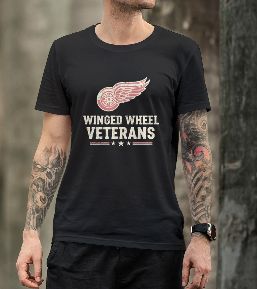 Winged Wheel Veterans Detroit Red Wings Three Stars T-Shirt