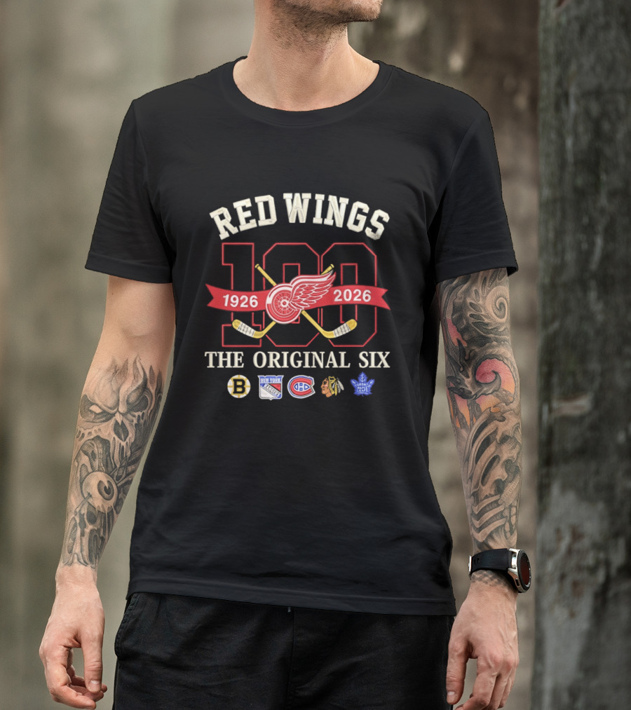Red Wings 100 Years 1926 2026 Anniversary The Original Six T-Shirt