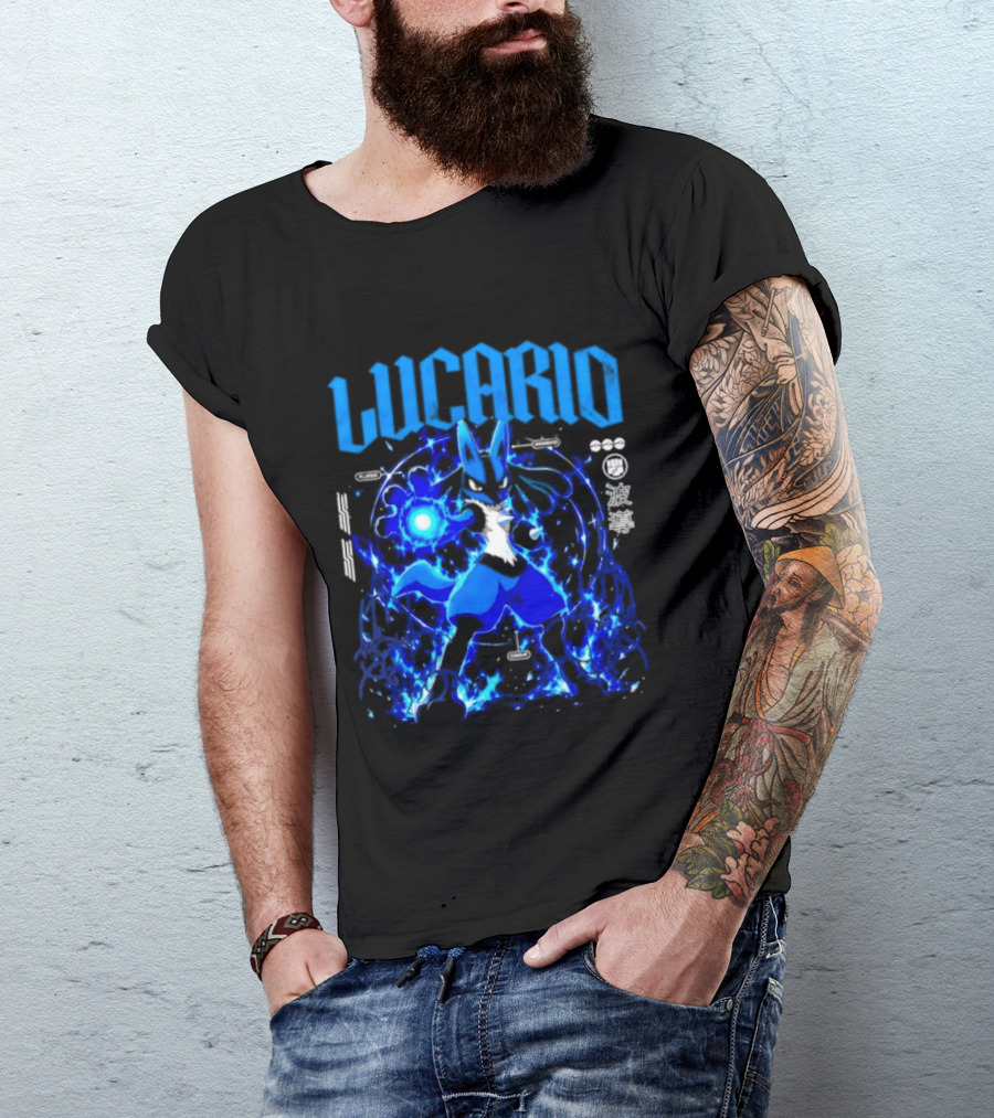Lucario Fighting Awakened Combat Pokemon Aura Sphere Power T-Shirt