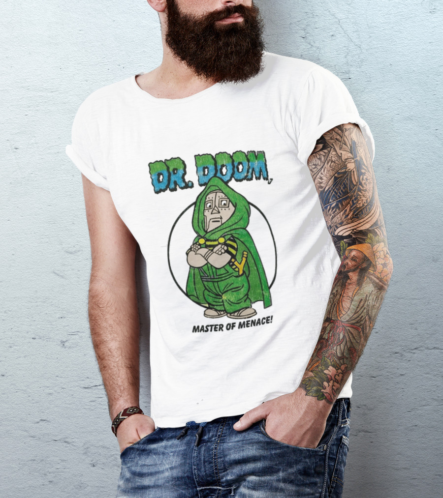 Dr Doom Master Of Menace Green Cloak Comic Style Villain T-Shirt