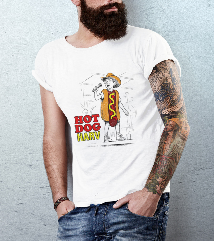 HOT DOG HARV Costume Stage Microphone Cowboy Hat T-Shirt