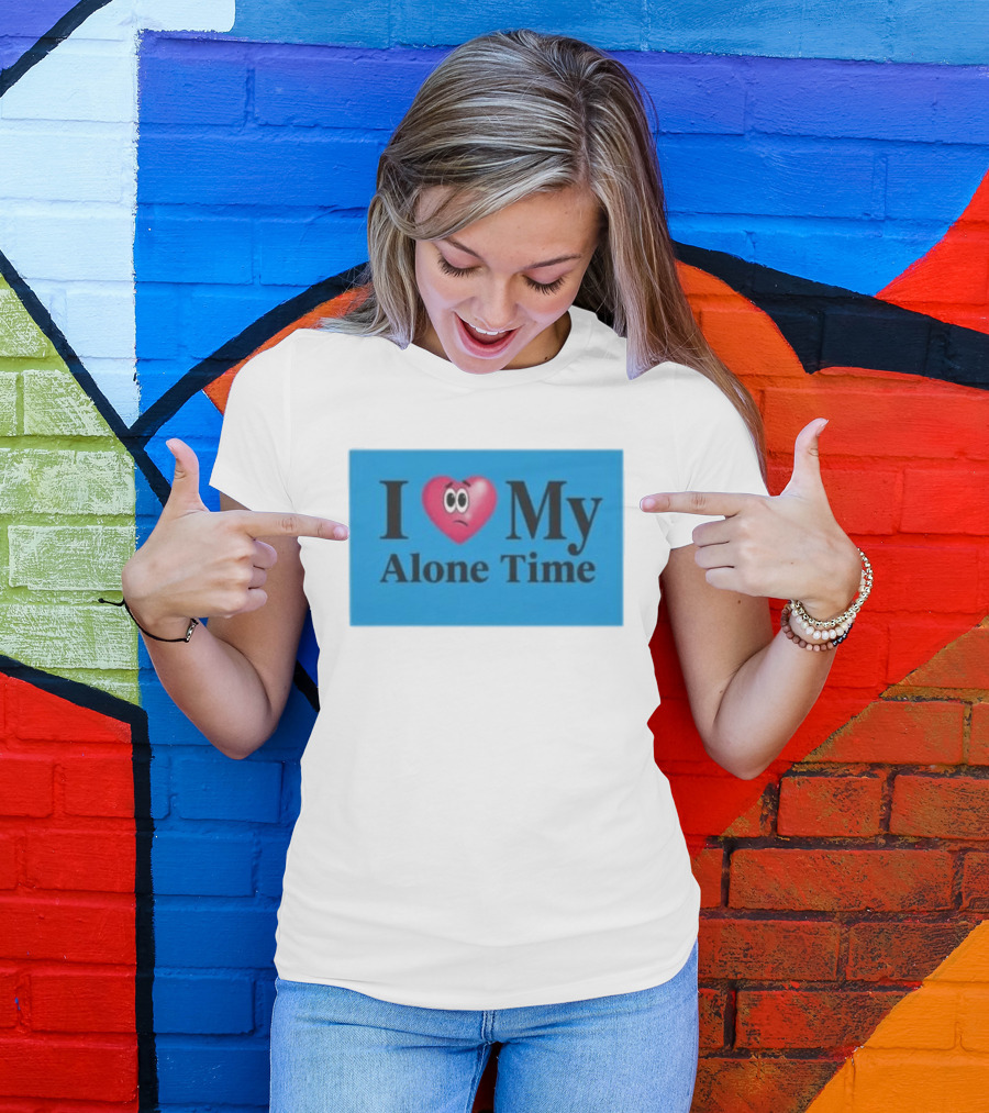 I Heart My Alone Time With Pink Heart Eyes T-Shirt