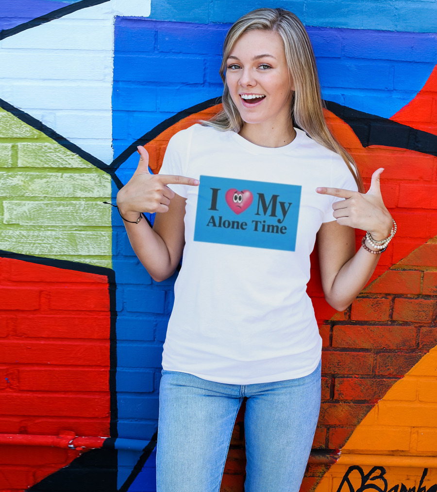 I Heart My Alone Time With Pink Heart Eyes T-Shirt