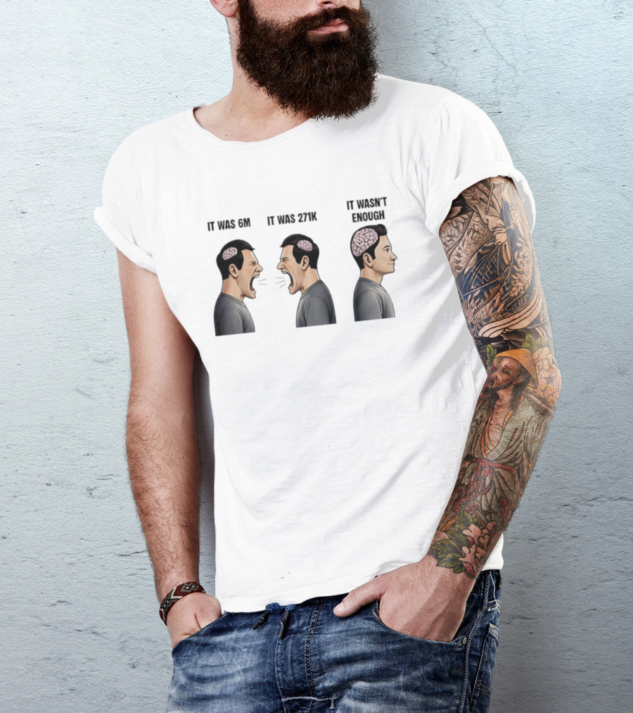 It Was 6M It Was 271K It Wasn't Enough Brain Scream Meme T-Shirt
