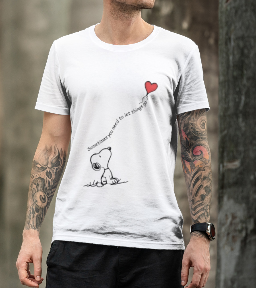 Snoopy Sometimes You Need To Let Things Go Heart Balloon Peanuts T-Shirt