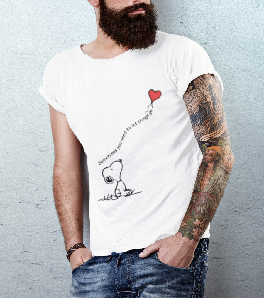Snoopy Sometimes You Need To Let Things Go Heart Balloon Peanuts T-Shirt
