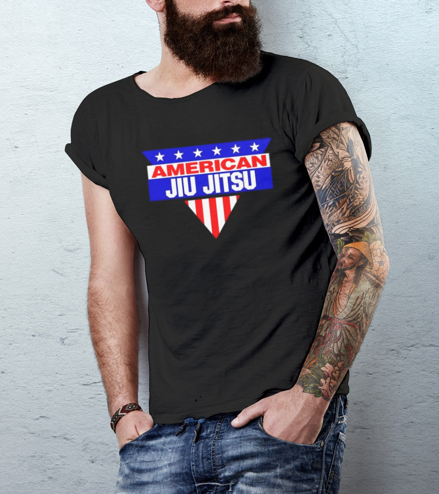 American Jiu Jitsu Stars And Stripes BJJ Martial Arts Grappling T-Shirt