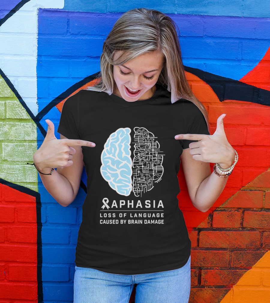 Aphasia Awareness Ribbon Brain Design Loss Of Language Caused By Brain Damage T-Shirt