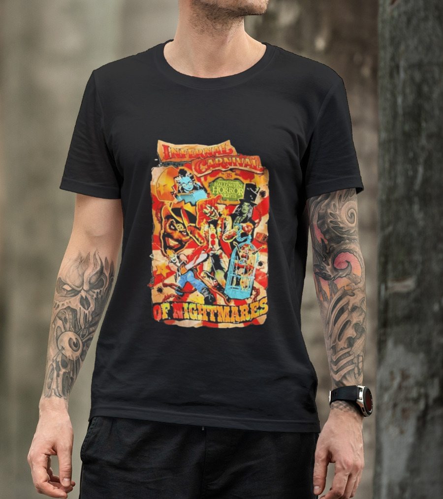 Infernal Carnival Of Nightmares Universal Orlando Halloween Horror Nights 35 Spooky Clown And Ghostly Characters T-Shirt