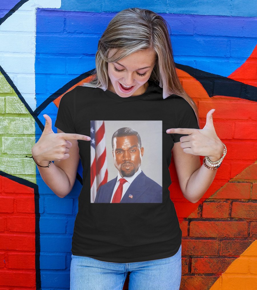 Kanye West Ye Political Portrait American Flag Suit And Tie T-Shirt
