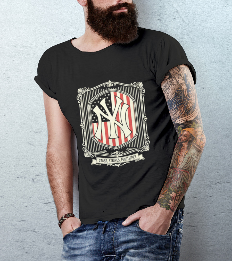 Yankees Stars And Stripes Pinstripes American Flag Baseball T-Shirt