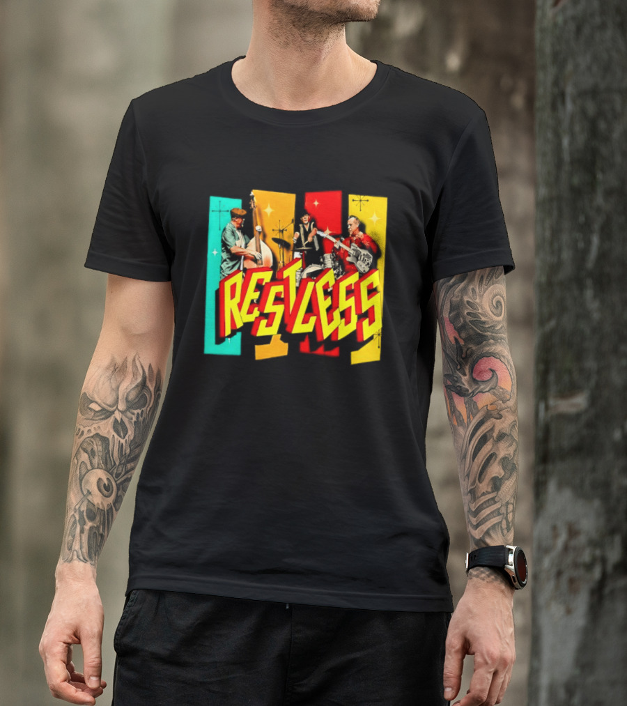 Restless Band Rockabilly Psychobilly Music Members Colorful Performance T-Shirt