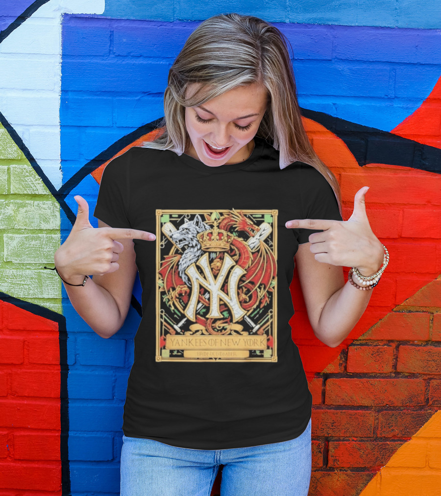 Yankees Of New York Bronx Bomber MLB Baseball Wolf Dragon Crown NY Crest T-Shirt