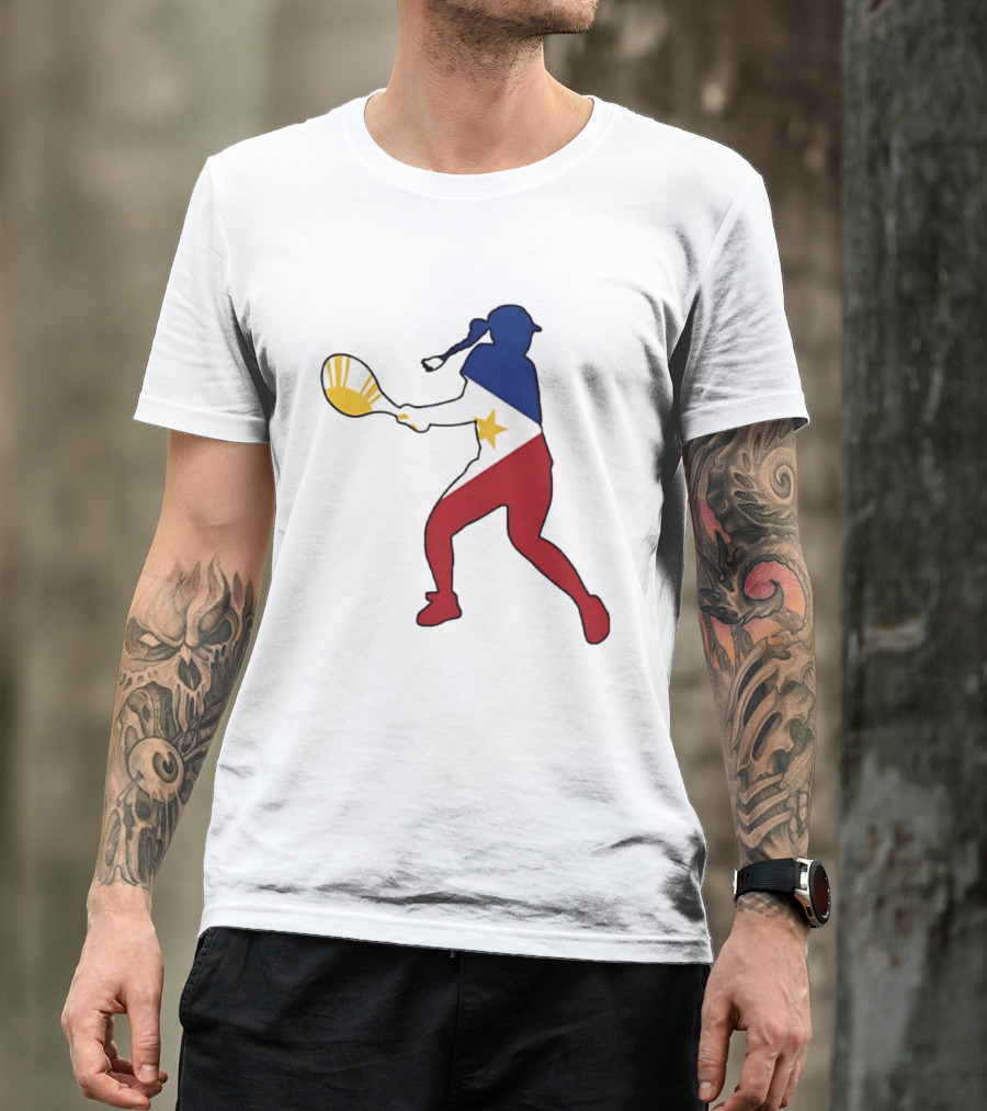 Alexandra Eala Tennis Player Silhouette Philippines Flag T-Shirt