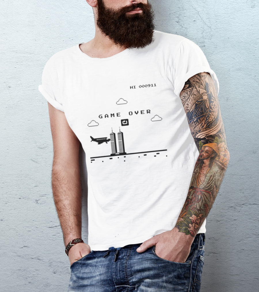 Game Over Hi 000911 Pixel 911 Twin Towers T-Shirt
