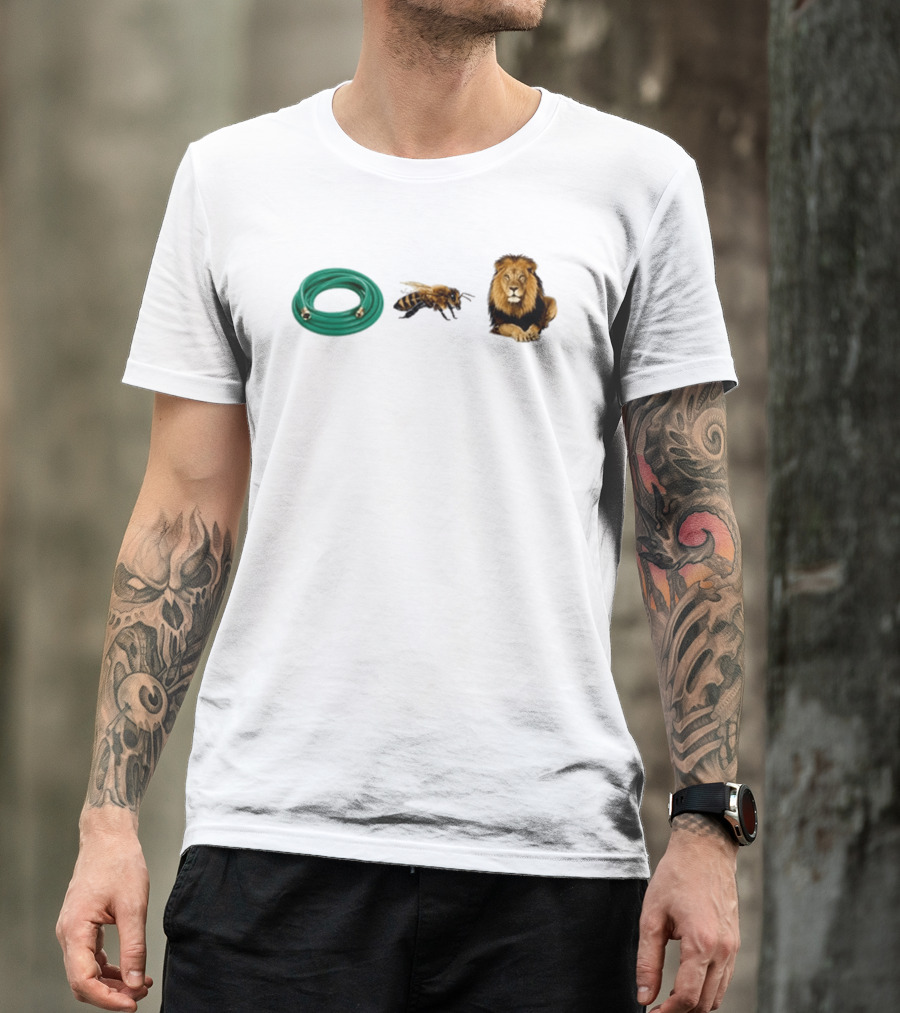 Hose Bee Lion Rebus Wordplay Pun Gardening Humor T-Shirt