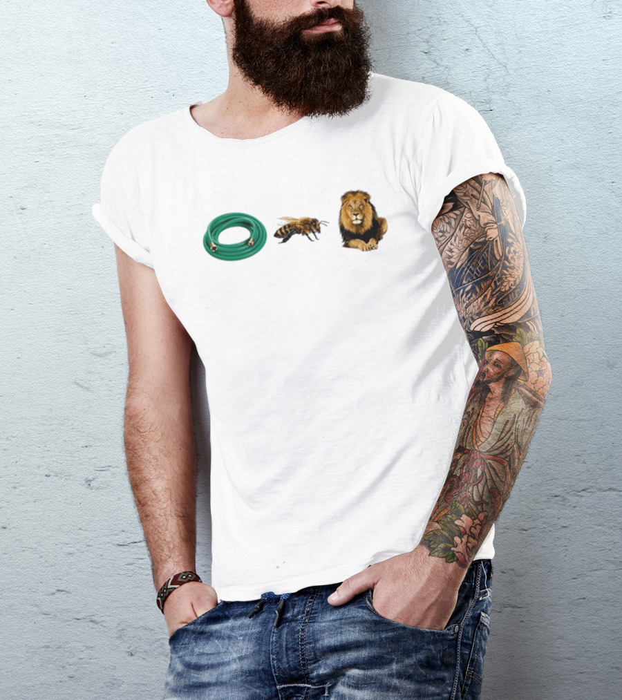 Hose Bee Lion Rebus Wordplay Pun Gardening Humor T-Shirt