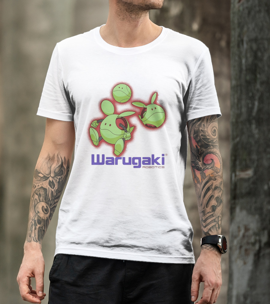 Warugaki Robotics Green Robot Trio Cartoon T-Shirt