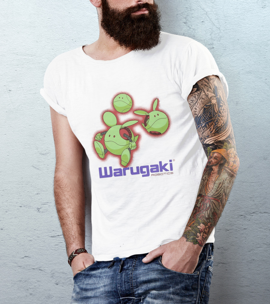 Warugaki Robotics Green Robot Trio Cartoon T-Shirt