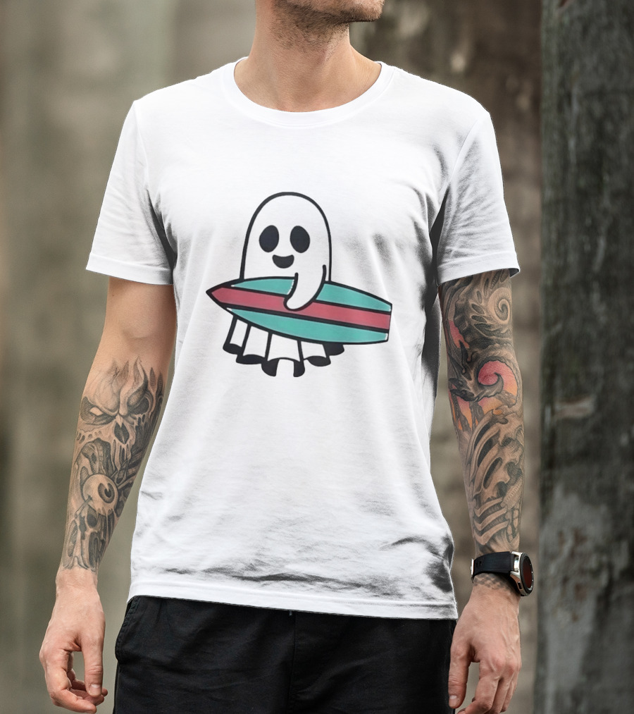 Ghost With Surfboard Adventure Surfing Ghost Fun T-Shirt