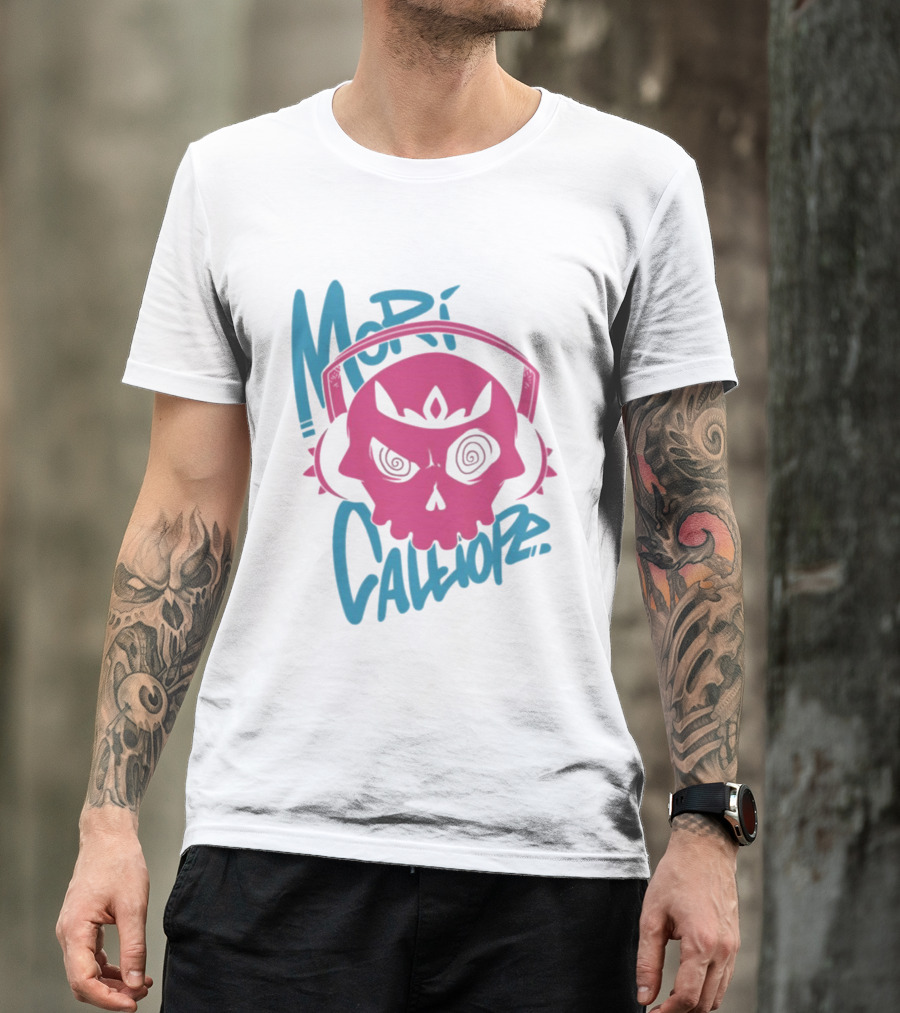 Mori Calliope Pink Skull With Headphones T-Shirt