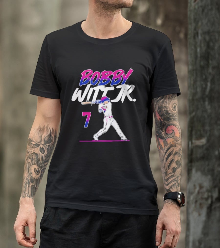 Bobby Witt Jr. 7 Kansas City Royals MLB Slugger Swing T-Shirt