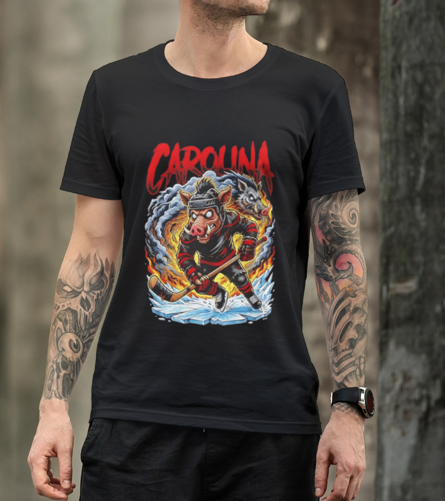 Carolina Hurricanes Stormy Hockey Player Ice Action T-Shirt