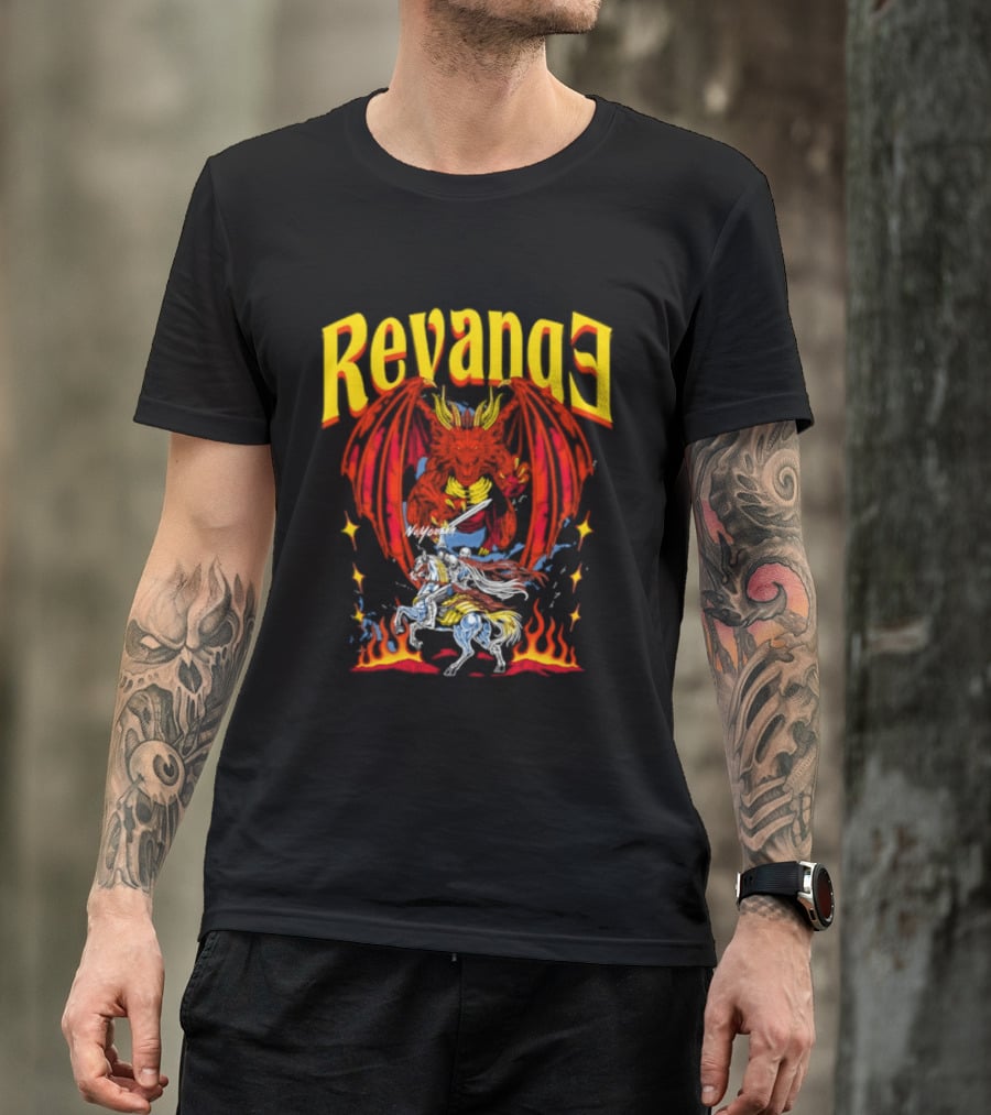 Revenge Dragon Knight Sword Fire Fantasy T-Shirt