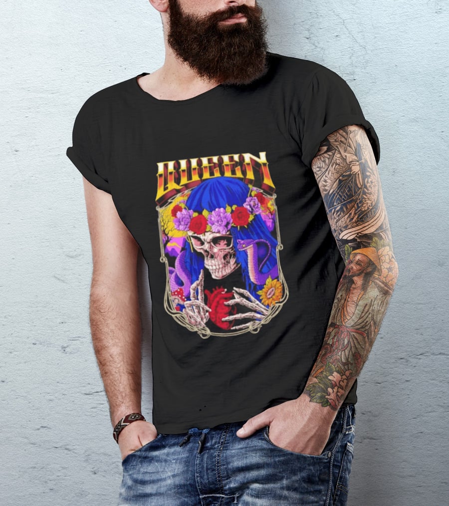 Til Death Skeleton Fiesta Cobra Floral Skeleton Tattoo T-Shirt