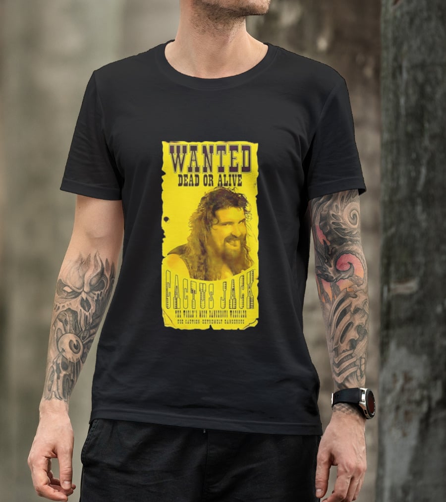 Jamie Hayter Iconic Cactus Jack Wanted Dead Or Alive Yellow T-Shirt