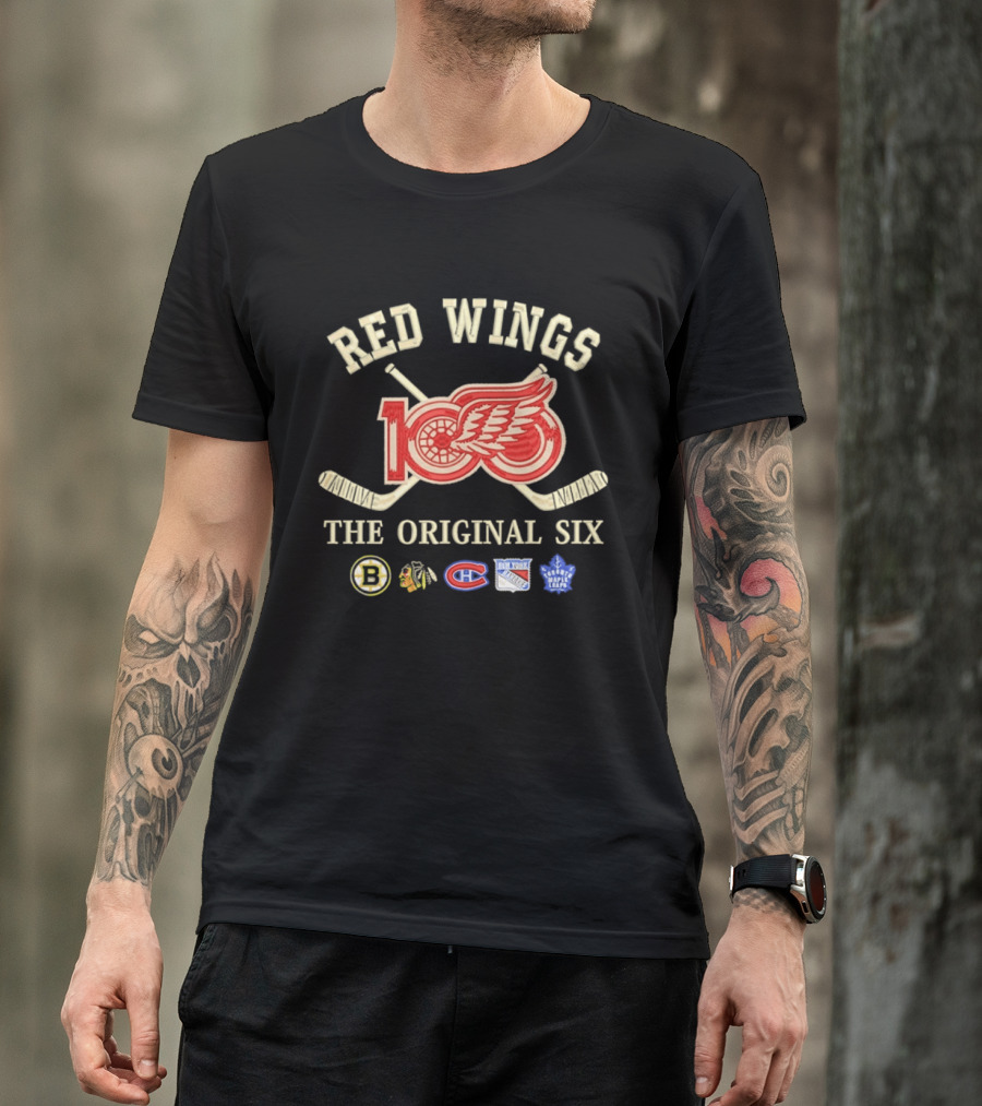 Red Wings 100 Anniversary The Original Six NHL Hockey Teams T-Shirt