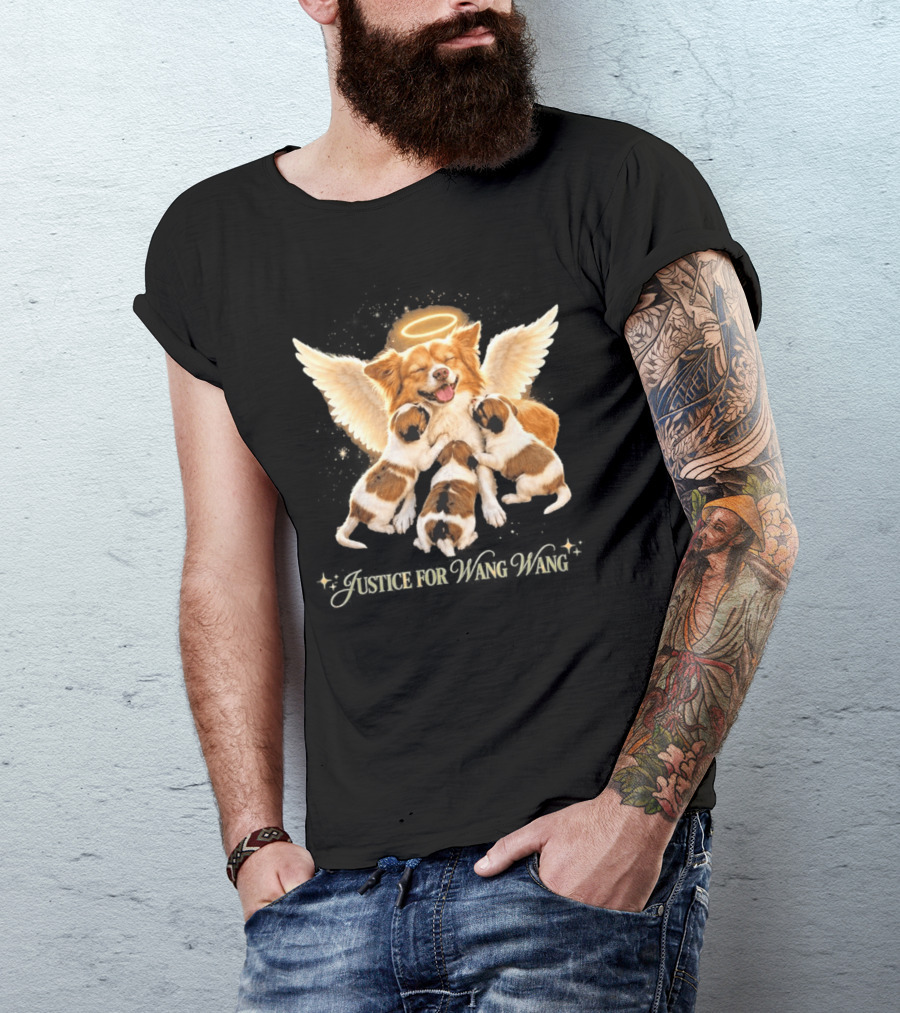 2026 Justice For Wang Wang Dog Angelic Puppies T-Shirt