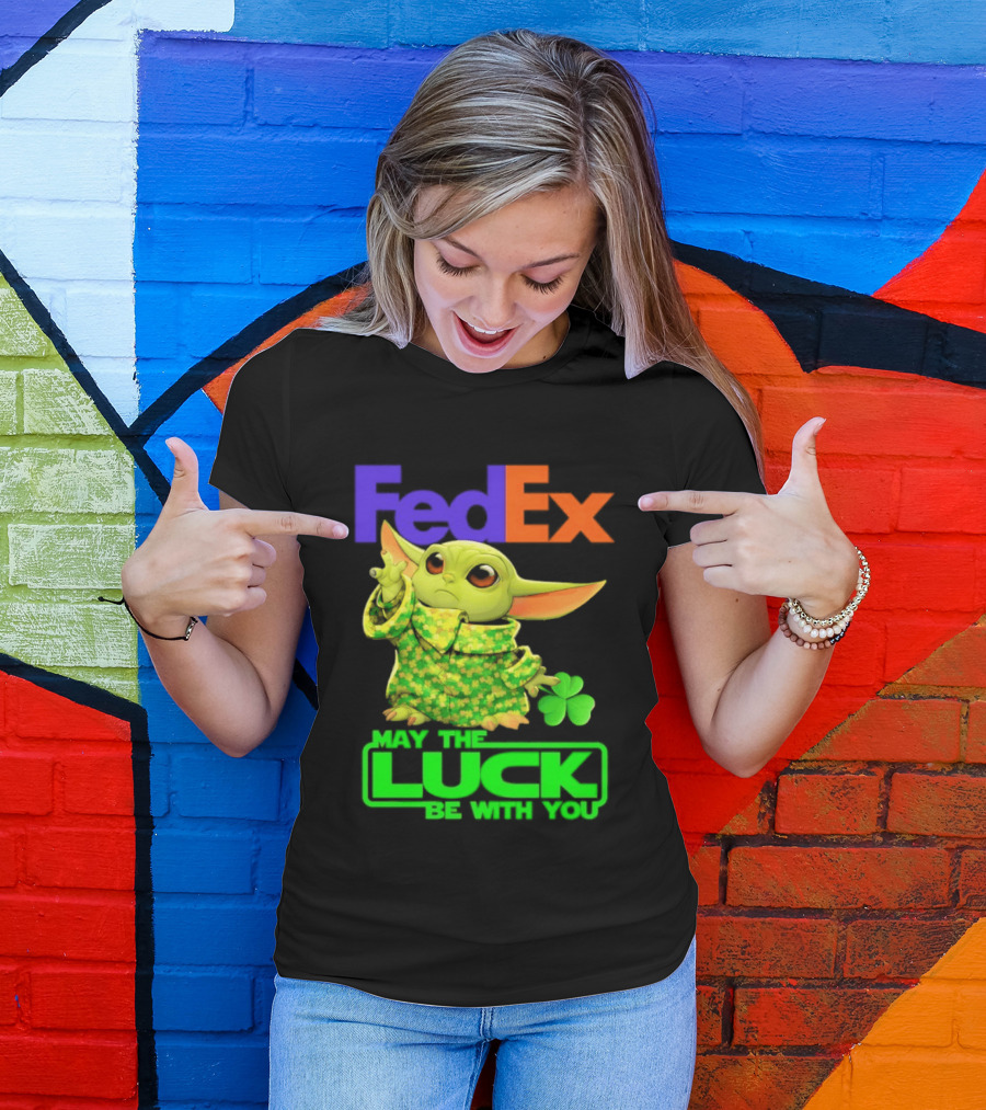 FedEx Baby Yoda May The Luck Be With You Clover T-Shirt