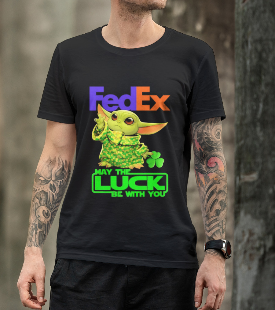 FedEx Baby Yoda May The Luck Be With You Clover T-Shirt