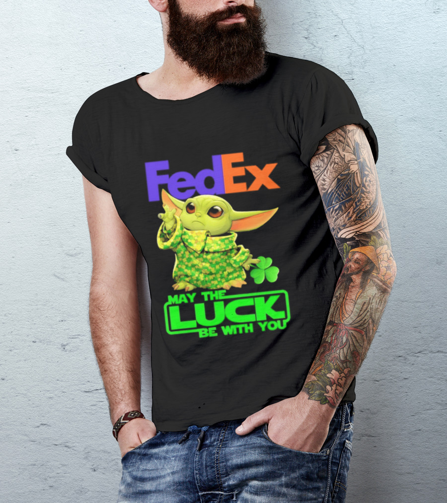 FedEx Baby Yoda May The Luck Be With You Clover T-Shirt