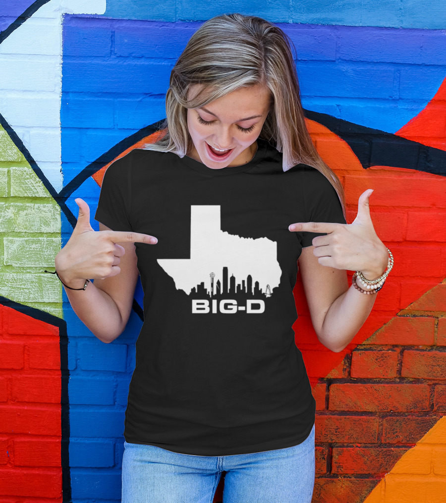 Big D Texas Outline Dallas City Skyline Map T-Shirt