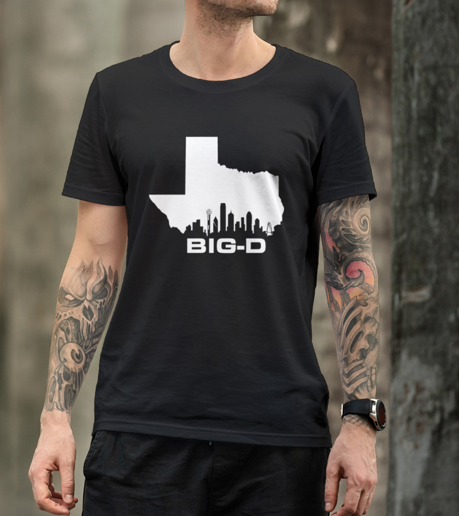Big D Texas Outline Dallas City Skyline Map T-Shirt