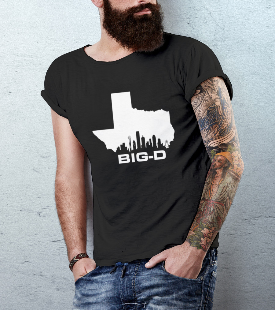 Big D Texas Outline Dallas City Skyline Map T-Shirt