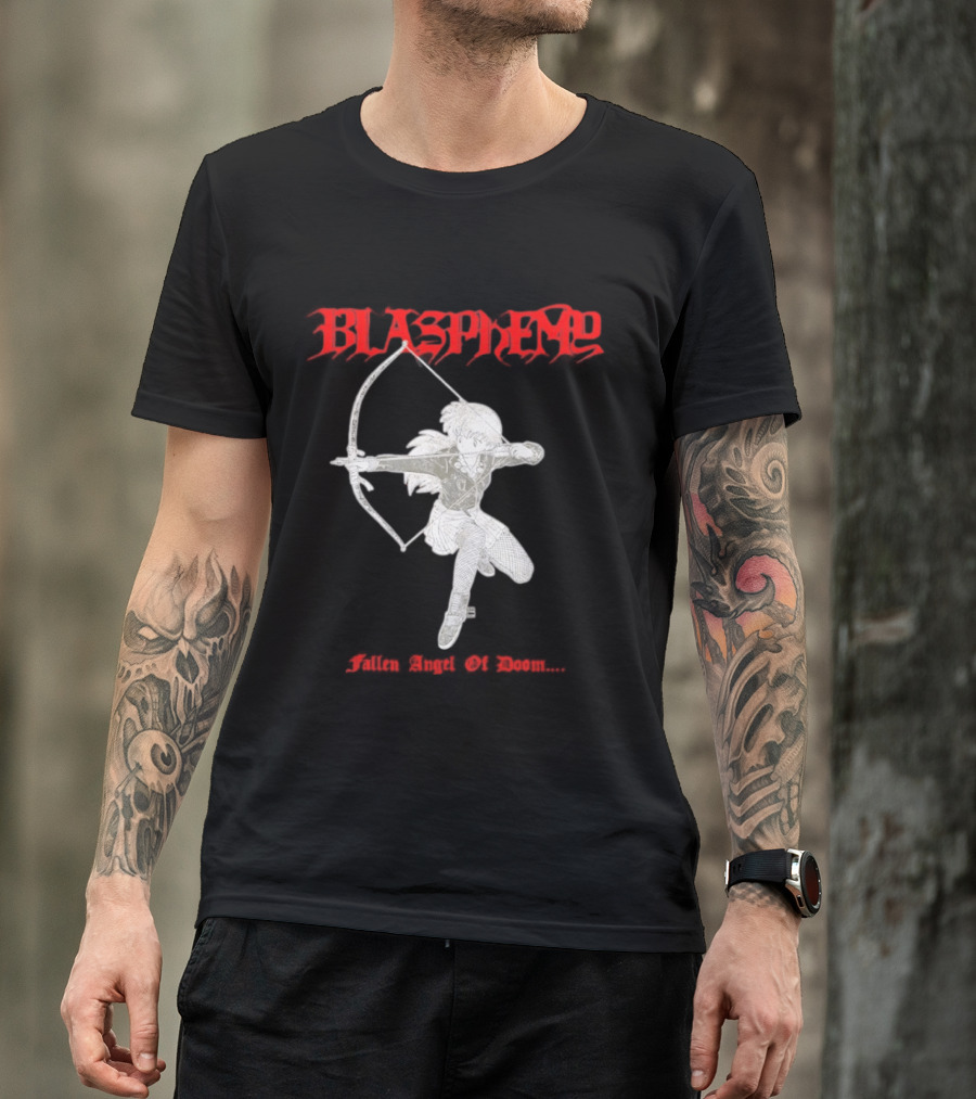 Blasphemy Fallen Angel Of Doom Black Metal Anime Archer T-Shirt
