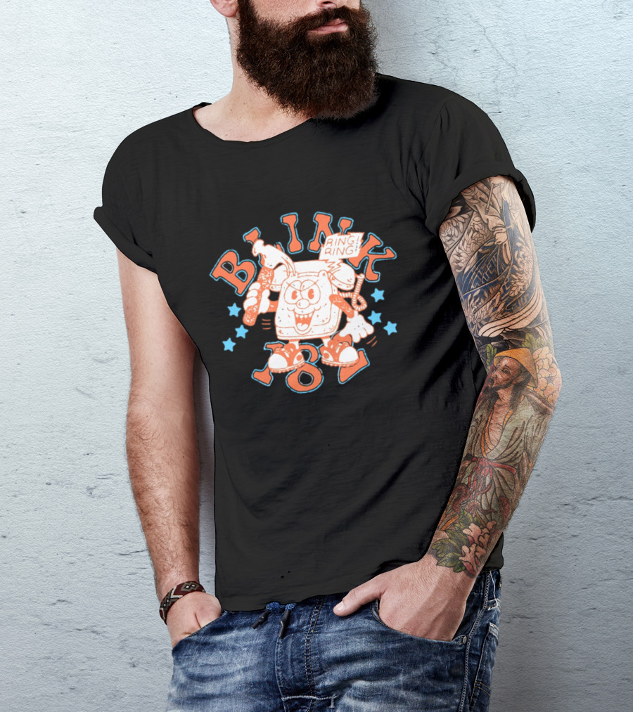 Blink 182 Ring Ring Cartoon Telephone Character With Stars T-Shirt