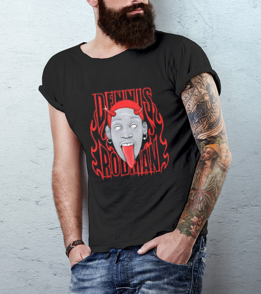 Dennis Rodman Devil Chicago Bulls NBA Head T-Shirt