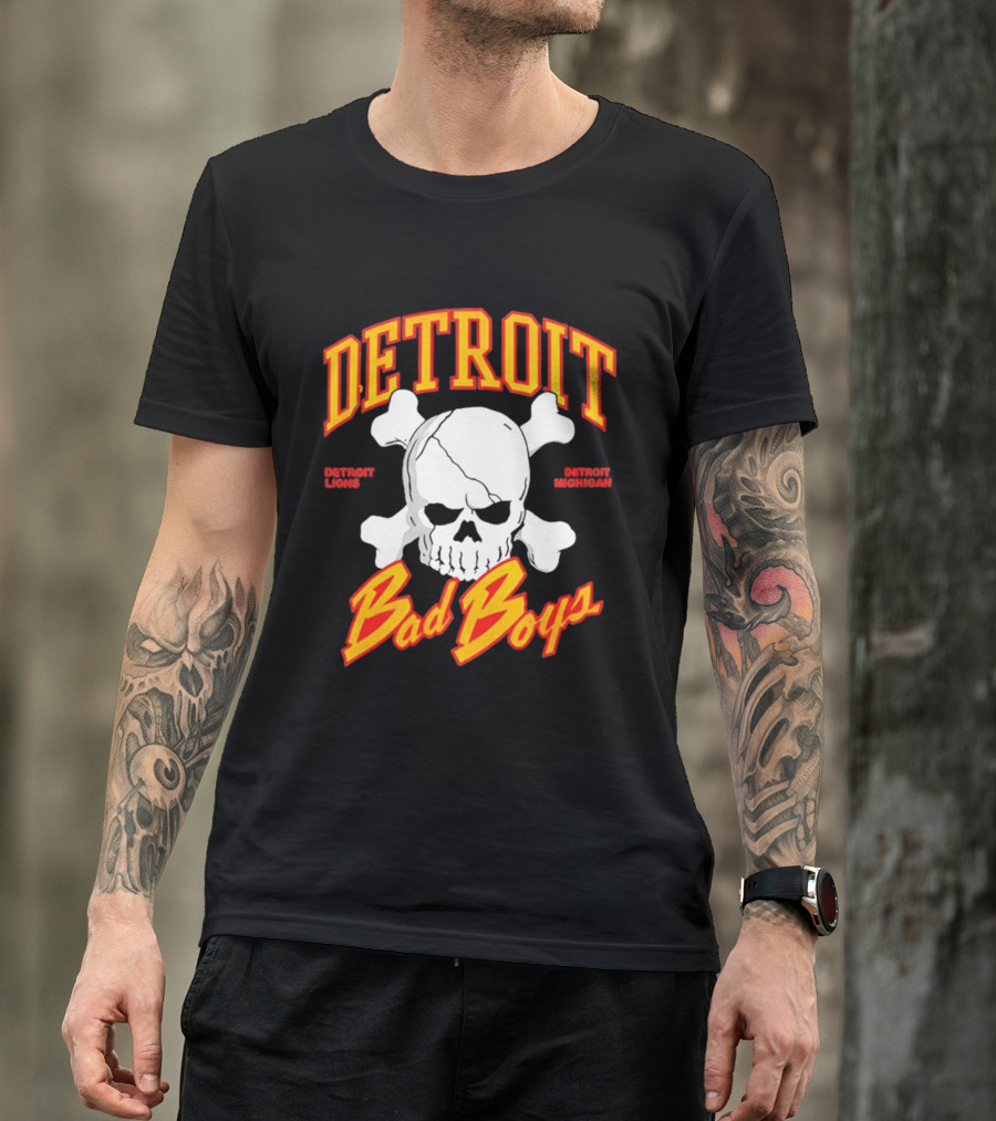 Detroit Lions Bad Boys Skull Detroit Michigan T-Shirt